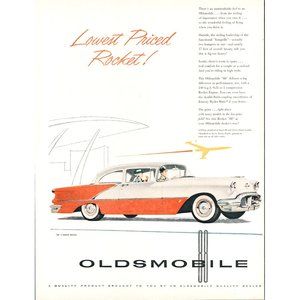 1956 Oldsmobile Rocket 88 Eighty-Eight 2 Door Sedan Vintage Print Ad Wall Art